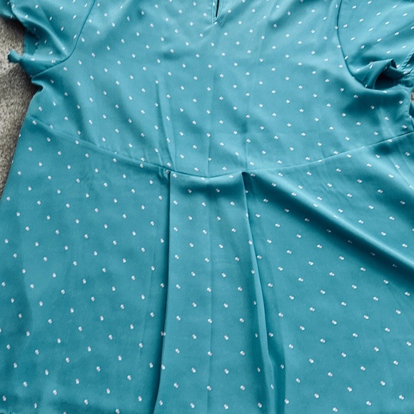 Georgette Dotted Turquoise Top - Picture 5 of 5